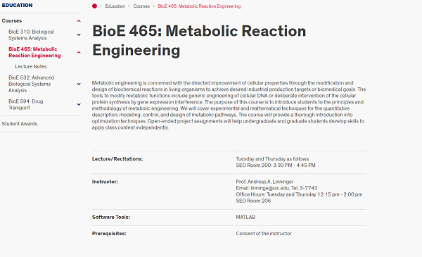 BioE 465: Metabolic Reaction Engineering
