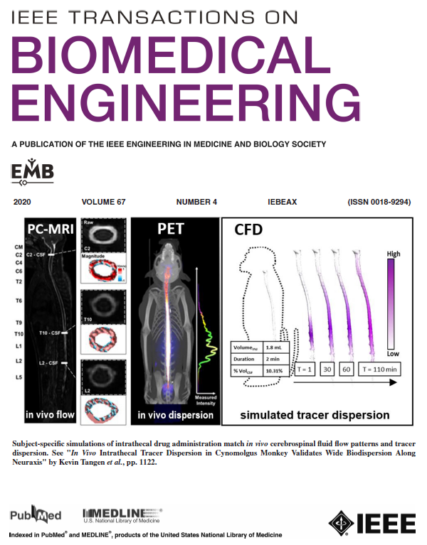 cover page of IEEE Transactions on Biomedical Engineering in April 2020.