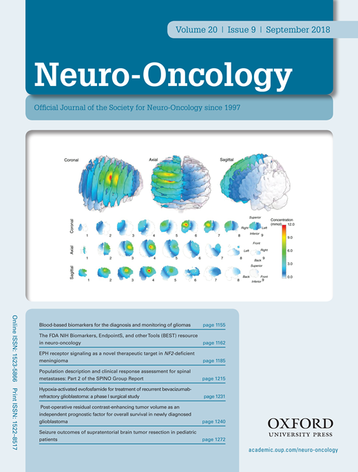 Cover page of Neuro-Oncology in the September issue of 2018.